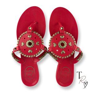 Jack Rogers Georgica Jelly Thong Sandals –Hot Pink/Coral & Gold Women’s Size 8